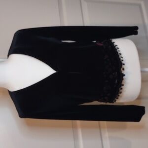 Vintage 90s Rabbit Designs Velvet Floral Beaded Jacket Size 8P